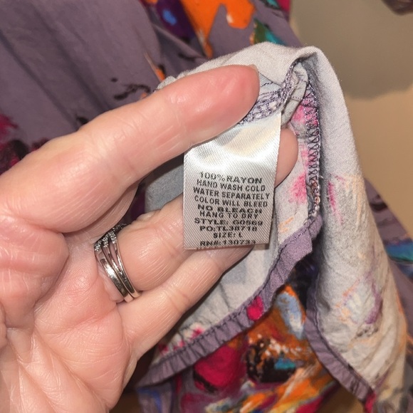 Umgee USA mini dress / tunic lavender floral boho style size large - Picture 6 of 6